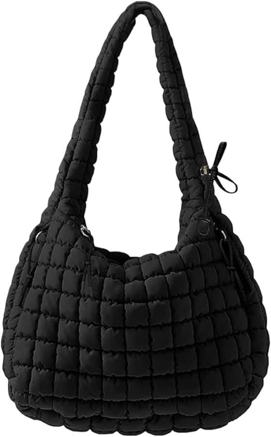 Quilted Puffer Hobo Bag, Large Nylon Crossbody Shoulder Tote, Lightweight Puffy Handbag with Zipp... | Amazon (US)