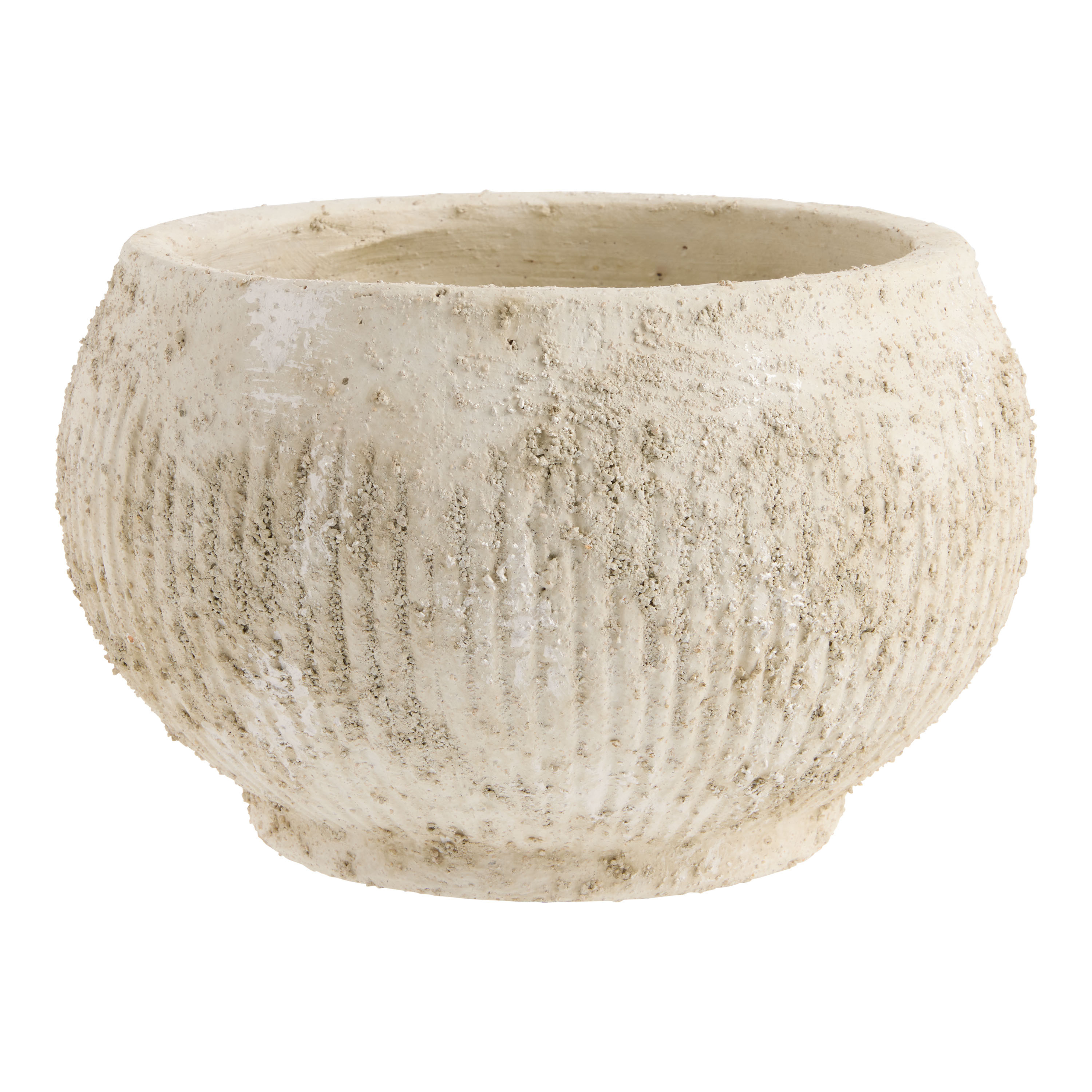Shannon Ivory Paper Mache Ribbed Bowl Planter | World Market