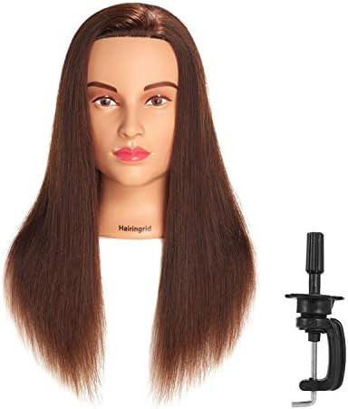 Hairingrid Mannequin Head 20"-22" 100% Human Hair Hairdresser Cosmetology Mannequin Manikin Train... | Amazon (US)