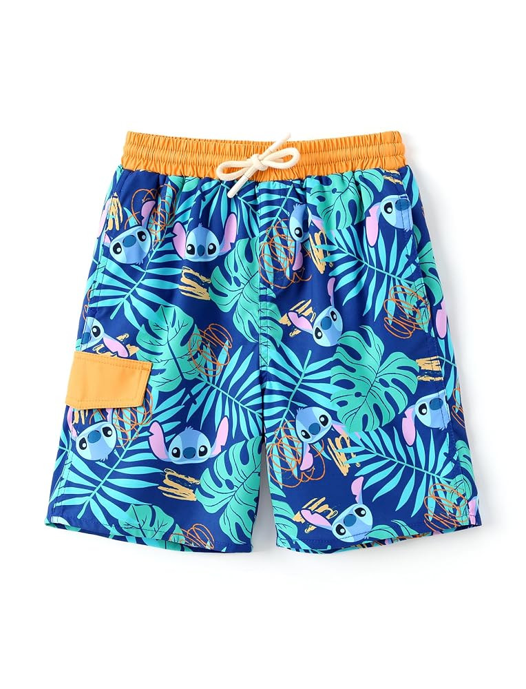 Disney Stitch Boys Swim Trunks with UPF 50+ Sun Protection, Quick-Dry Fabric, and Pocket | Amazon (US)