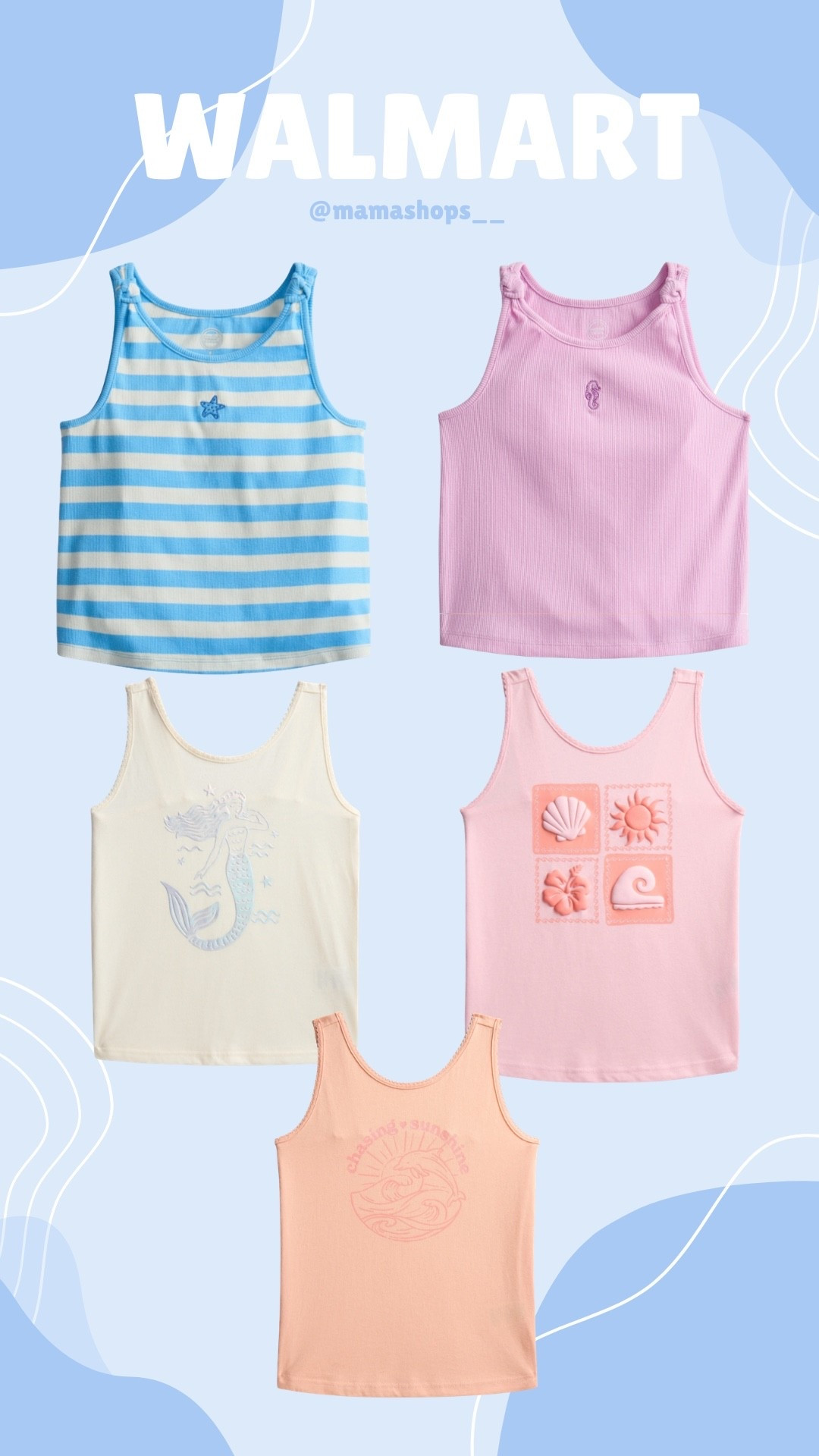 Wonder Nation beach themed graphic tank tops for girls!👧🏻🐚

They are super pretty, linking them all here ✨🔗

Find them at Walmart 🛍️

#LTKSeasonal #LTKKids #LTKmomlife