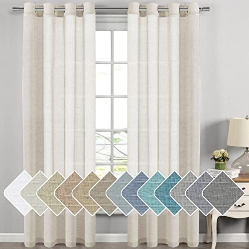 Living Room Curtains Breathable and Airy Semi - Sheers Natural Linen Blended Curtains Draperies E... | Amazon (US)