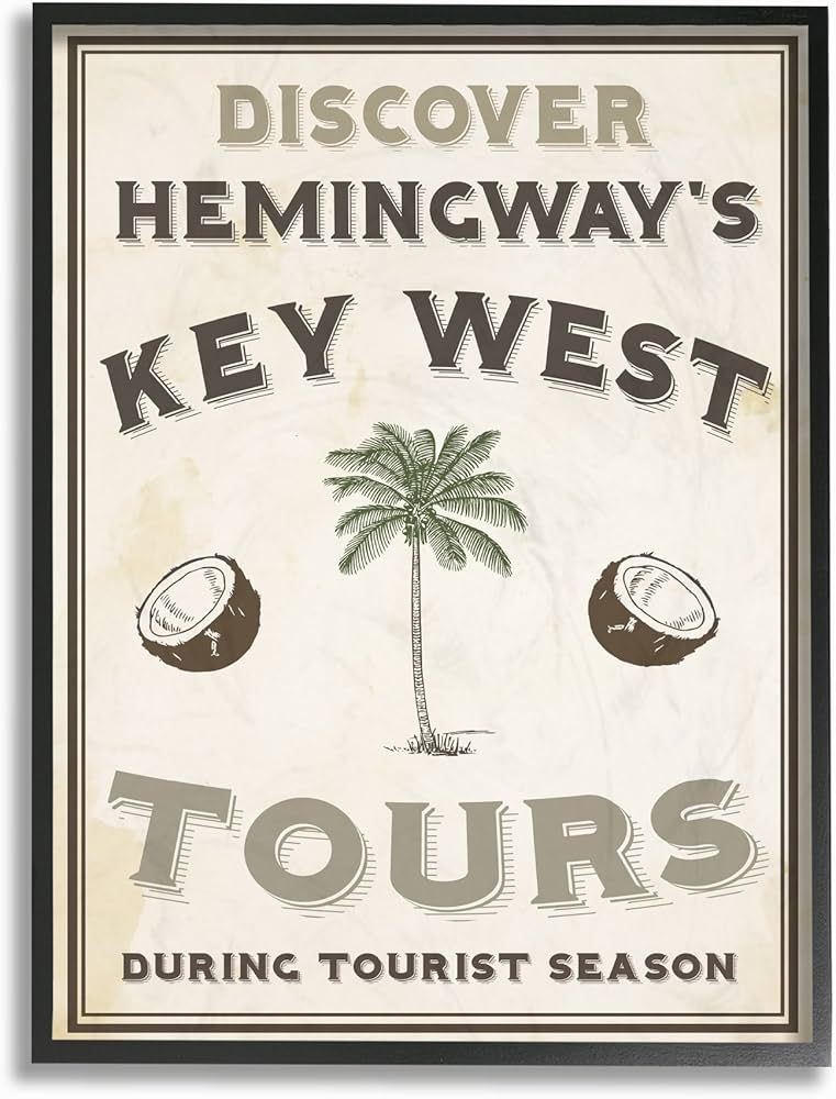 Stupell Industries Hemingway's Key West Tours Framed Giclee Texturized Art, Multi-Color | Amazon (US)