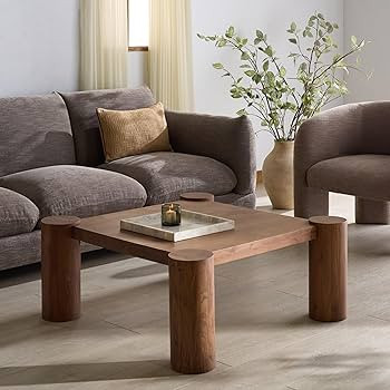 SAFAVIEH Couture Collection - Trescott Solid Wood Square Coffee Table with Chunky Cylinder Legs, ... | Amazon (US)
