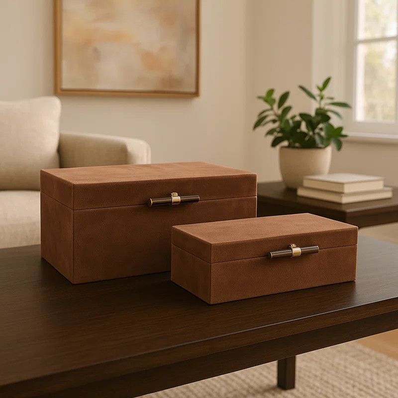 Latiara Decorative Retangular Suede Box With Lid For Home Decor - Decorative Accent Organizer For... | Wayfair North America