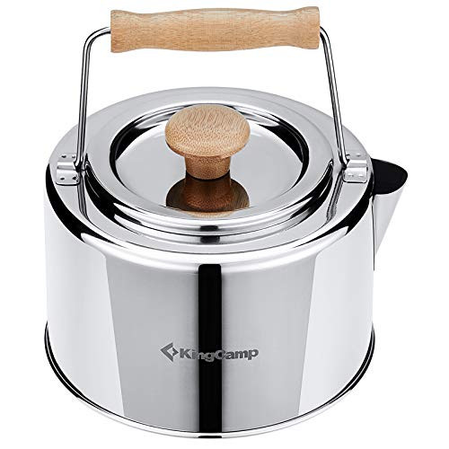 KingCamp Stainless Steel Camping Kettle Camp Tea Coffee Pot 1.2 L/40.6 Oz Compact Outdoor Hiking Cooking Gear Water Kettle Portable Teapot Lightweight with Bamboo Handle for Backpacking Hiking Picnic | Amazon (US)
