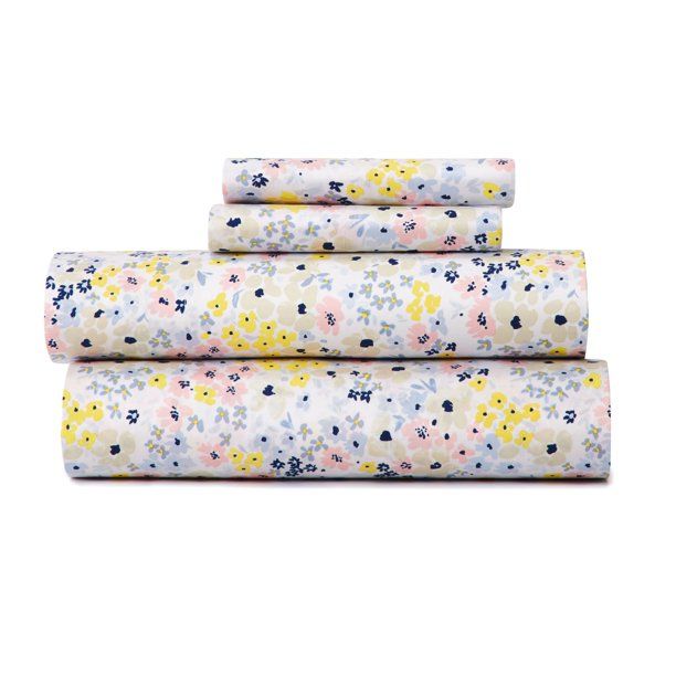 Gap Home Ditsy Floral Percale Easy Care Sheet Set, Deep Pocket, Full, Pink/Blue, 4-Pieces | Walmart (US)