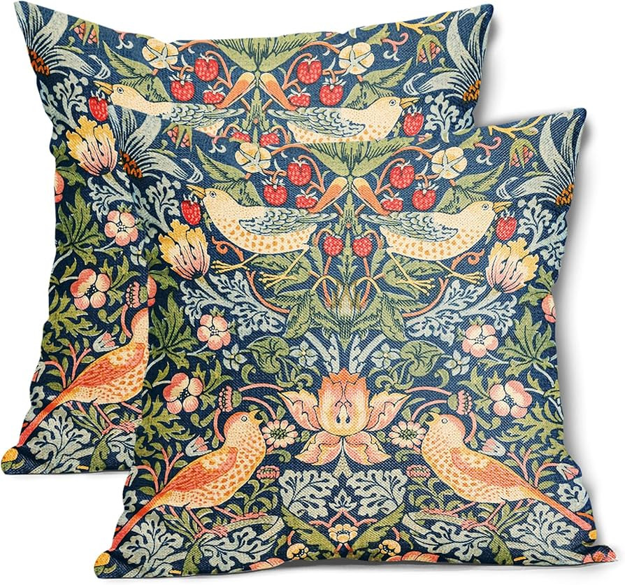 Chinoiserie Blue Sage Green Teal Pimpernel Pillow Covers 20X20 in Set of 2 Colorful Floral Bird R... | Amazon (US)