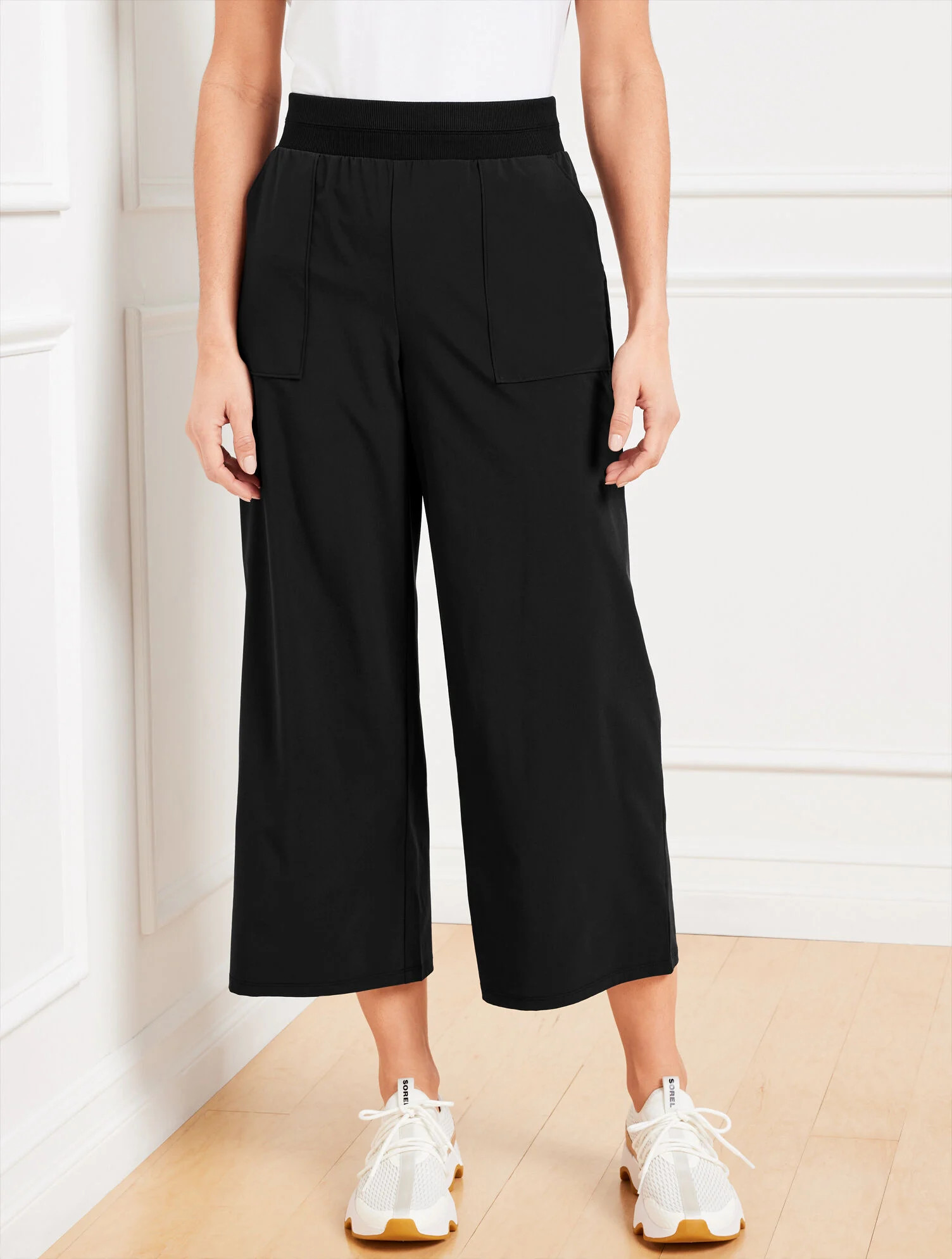 Lightweight Woven Stretch Wide Leg Ankle Pants | Talbots