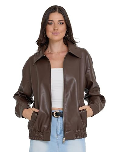 Steve Madden Leather Jacket Women – Faux Leather Oversized Bomber Jacket Women, Plus Size Motorcycle Jackets | Amazon (US)