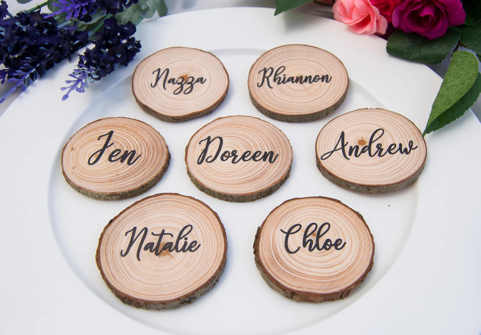 Wood Slice Place Cards: Personalized Rustic Wedding Table Decor - Etsy | Etsy (US)