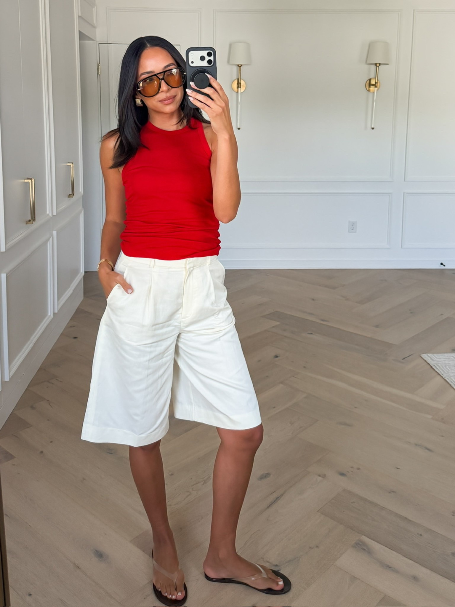Up to 50% OFF Mango!! This tank is lightweight and breathable and the shorts can easily be dressed up or down! Wearing size S racer back red tank and size 6 linen Bermuda shorts

mango sale, summer outfit, summer fashion, casual outfit, dinner outfit, date night outfit, vacation outfit, mom outfit, postpartum outfit, errands outfit

#LTKSaleAlert #LTKSeasonal