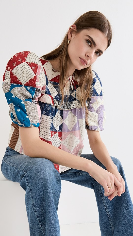 Nohr Quilt Puff Sleeve Top | Shopbop
