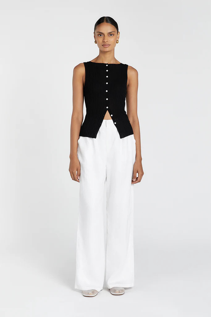 GEMMA BLACK SLEEVELESS KNIT TOP | DISSH