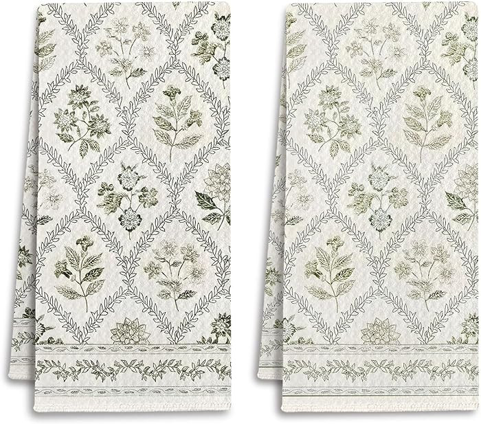 Boho Botanical Floral Kitchen Towels, Farmhouse Cottagecore Dish Tea Towels for Kitchen Decor, Re... | Amazon (US)