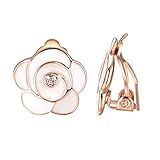 Yoursfs Flower Earrings White Enamel Non Pierced Wedding Earrings | Amazon (US)