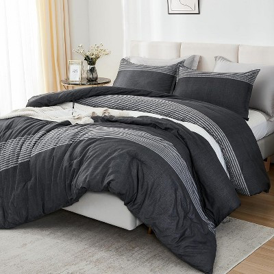 3-Piece Queen Comforter Set - Black/White/Grey Lightweight Down Alternative Bedding, All-Season Soft (1 Comforter + 2 Pillowcases) | Target