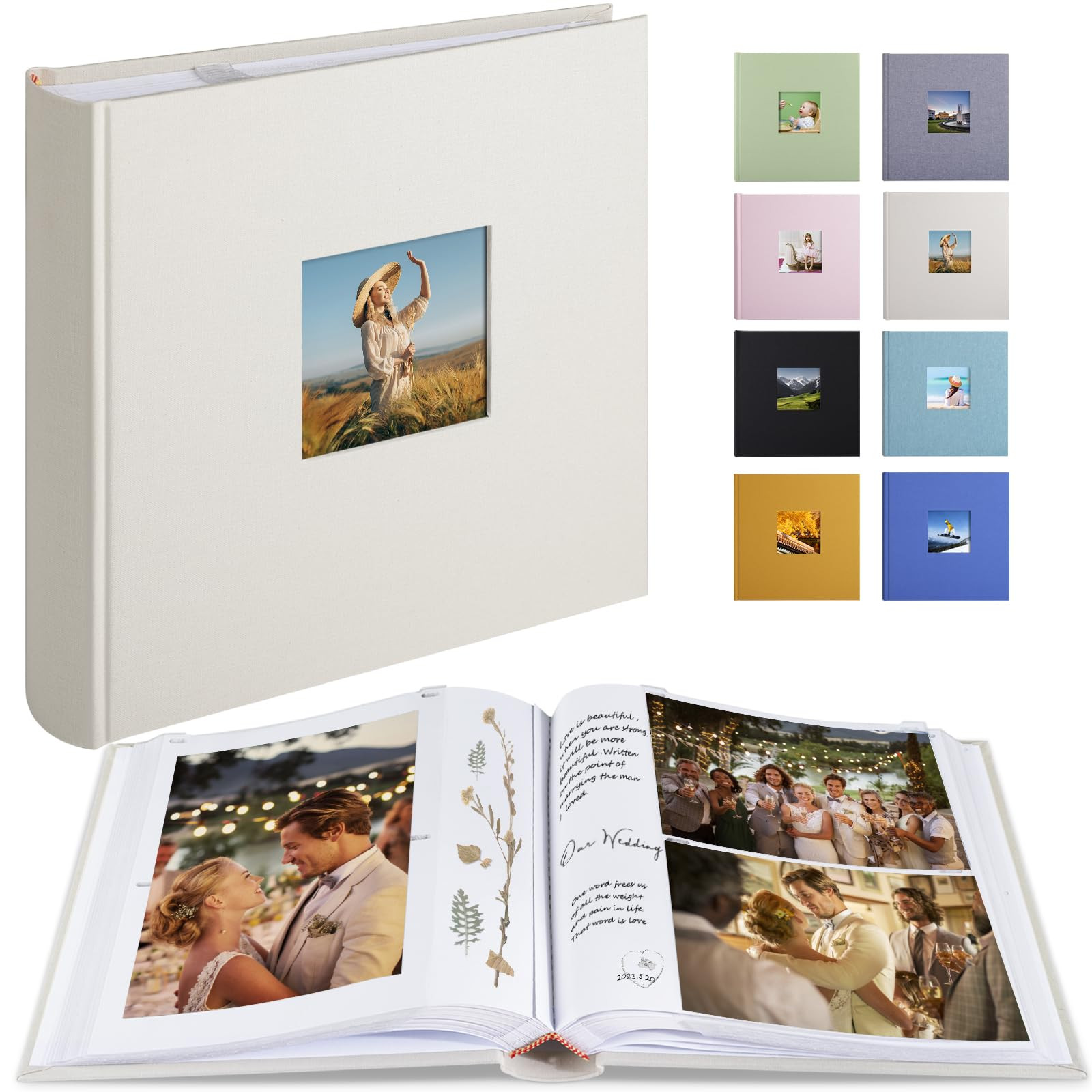 Photo Album with Writing Space 50 Pages 4x6 Photos Hold 200 or 5x7 Pictures Hold 100, Linen Cover... | Amazon (US)