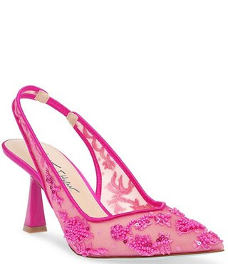 Blue by Betsey Johnson Nikki Mesh Flower Beaded Slingback Pumps | Dillard's