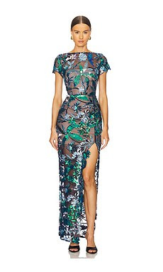Bronx and Banco Zinna Embroidered Gown in Navy Multi from Revolve.com | Revolve Clothing (Global)