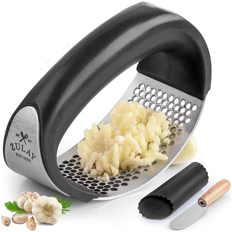 Zulay Stainless Steel Garlic Press Rocker Set - Premium Garlic Mincer With Silicone Peeler & Scra... | Target