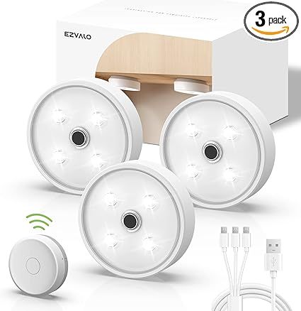 EZVALO Puck Lights with Remote Control, Rechargeable LED Light Battery Operated, Wireless Group D... | Amazon (US)
