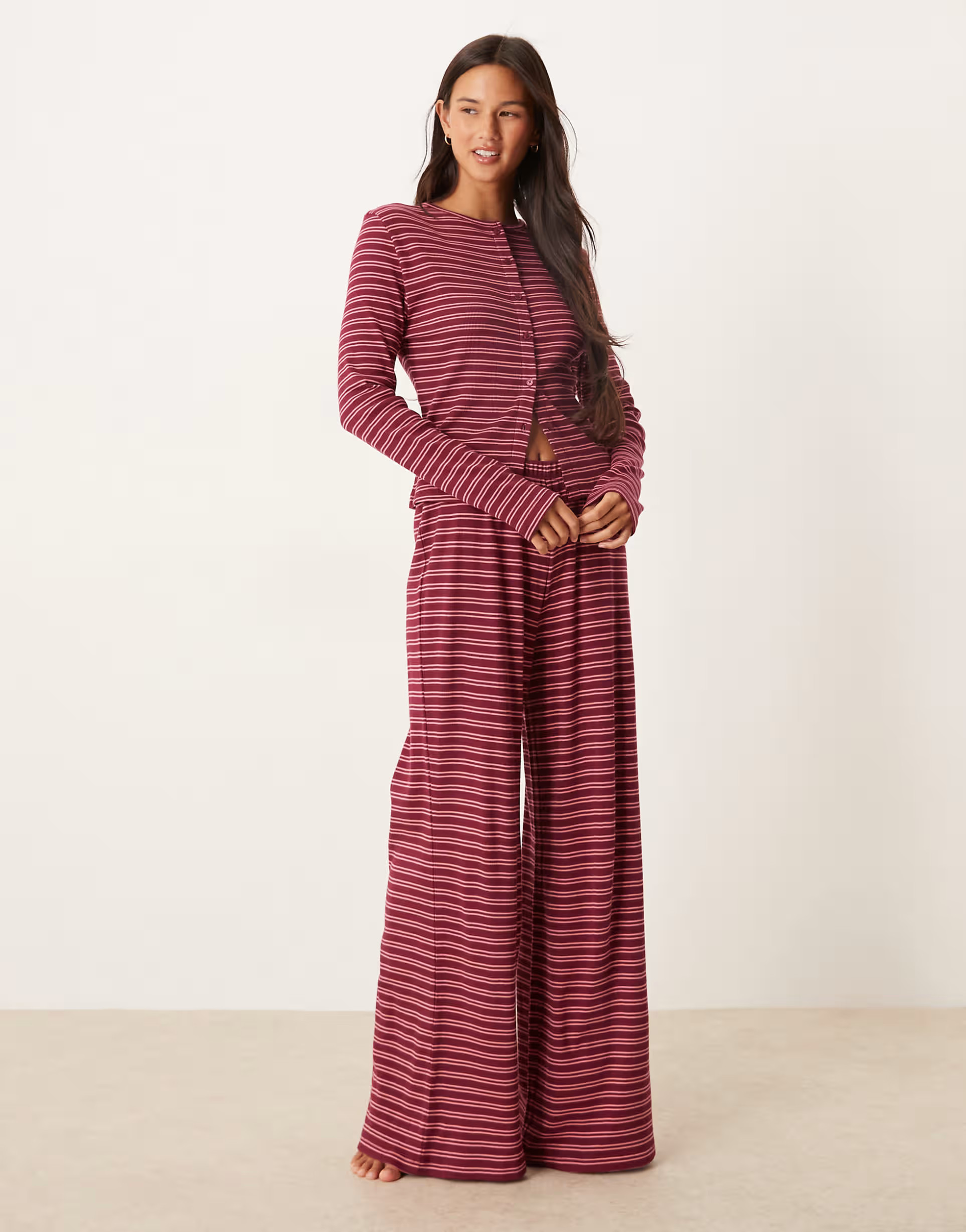 ASOS DESIGN cardigan in burgundy stripe | ASOS | ASOS (Global)