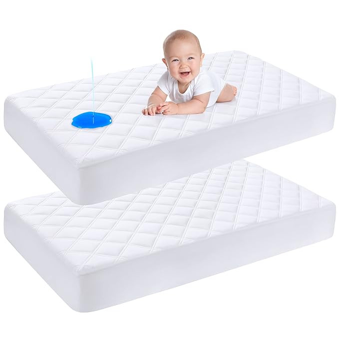 Yoofoss Waterproof Crib Mattress Protector 2 Pack, Quilted Crib Mattress Pad Cover Ultra Soft and... | Amazon (US)