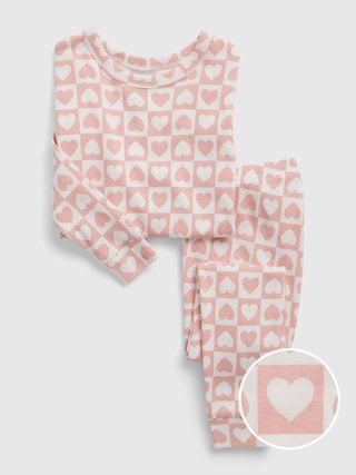 babyGap 100% Organic Cotton Checkered Heart PJ Set | Gap (US)