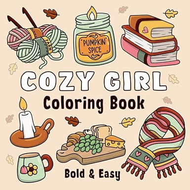 Cozy Girl Coloring Book: Bold and Easy Hygge Inspired Designs for Adults and Teens. Simple, Cute ... | Amazon (US)