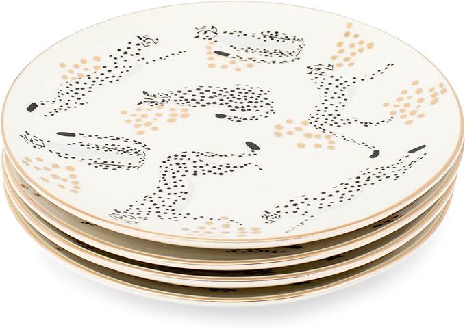 Mary Square Gold Foil Cheetah 6 inch Ceramic Appetizer Plate Set of 4 | Amazon (US)