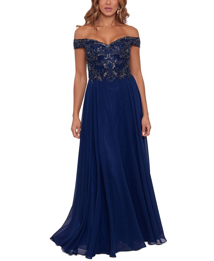 XSCAPE Chiffon Beaded Gown & Reviews - Dresses - Women - Macy's | Macys (US)