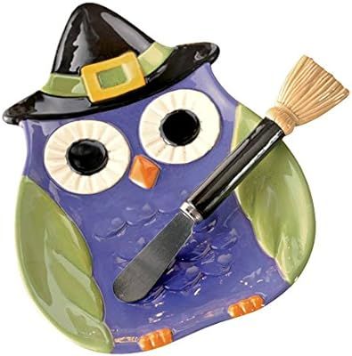~Halloween~ Midnight Owl Plate with Spreader #469967 | Amazon (US)
