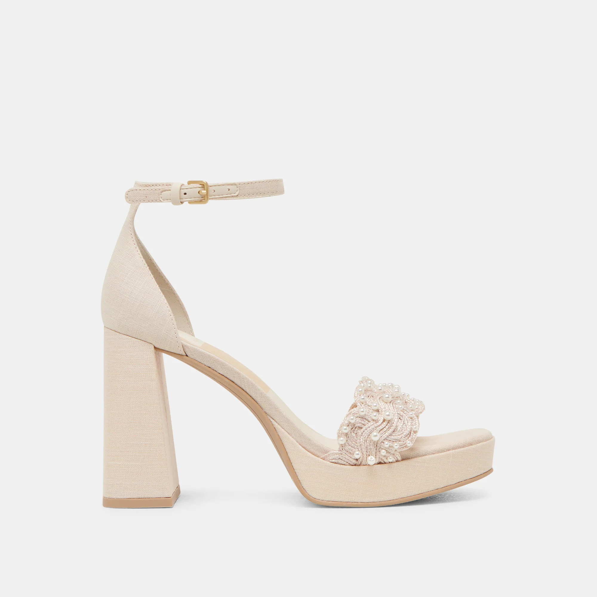PELTIN PEARL HEELS VANILLA WOVEN RAFFIA | DolceVita.com