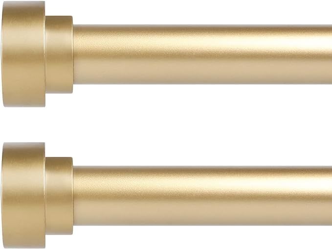 Gold Curtain Rods for Windows 28 to 48 Inch(2.3-4Ft)2 Pack,1 Inch Diameter Heavy Duty Curtain Rod... | Amazon (US)