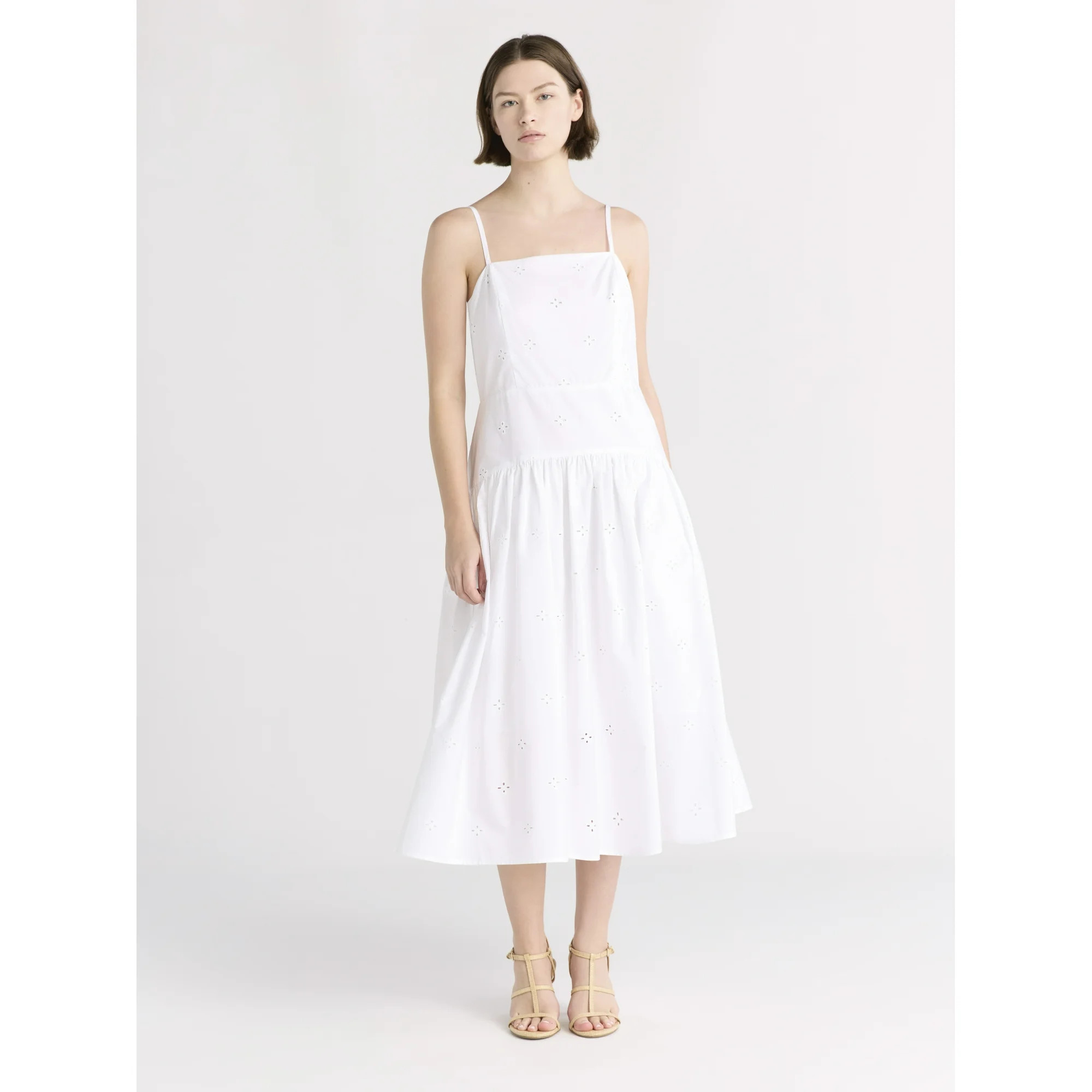 Free Assembly Women's and Women's Plus Sleeveless Cotton Eyelet Midi Dress, Sizes XS-4X | Walmart (US)