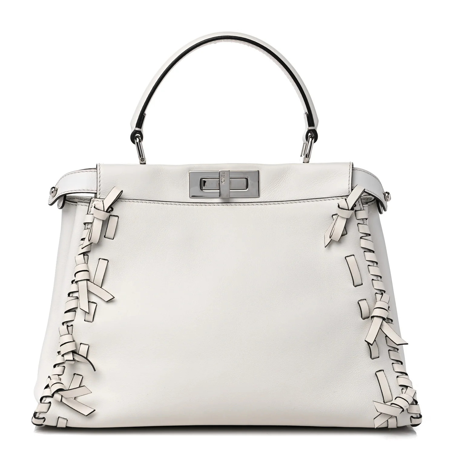 Vitello Seta Century Nappa Whipstitch Medium Peekaboo Iconic Satchel White | FASHIONPHILE (US)