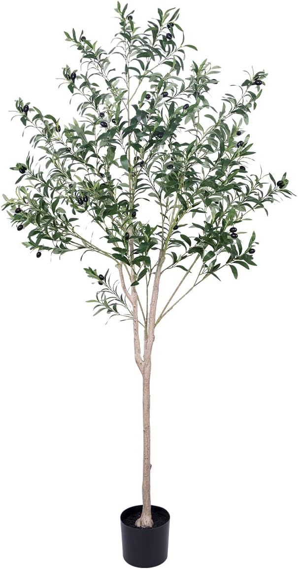 JUSTOYOU 6ft (71 in) Tall Artificial Olive Tree, Fake Olive Tree in Pot, Large Artificial Plants ... | Amazon (US)