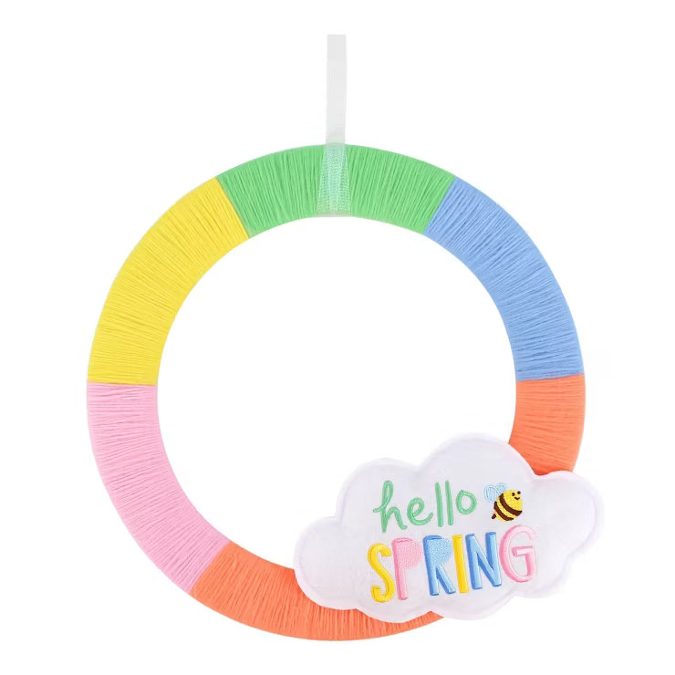 13.5" Yarn Wrapped Rainbow Easter Wreath - Spritz™ | Target