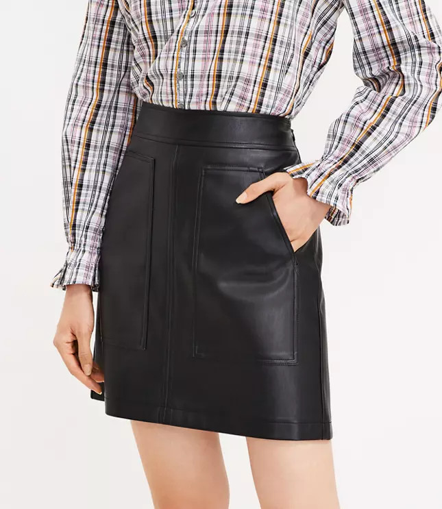 Faux Leather Pocket Shift Skirt | LOFT