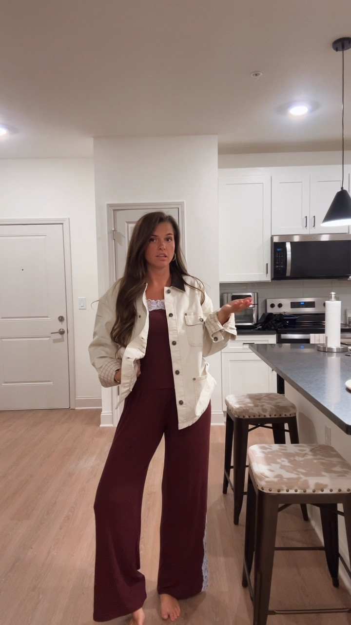 // the best pajamas + barn jacket // wearing a small in everything - can size down in the jacket //

#LTKootd #LTKSeasonal #LTKSaleAlert