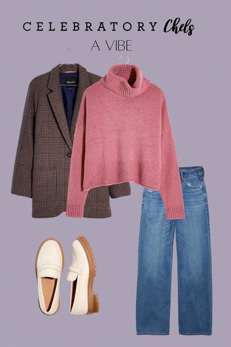 Turtleneck sweater
Plaid blazer
Jeans
Loafers
Fall fashion
Fall outfit 

#LTKSeasonal #LTKshoecrush #LTKstyletip
