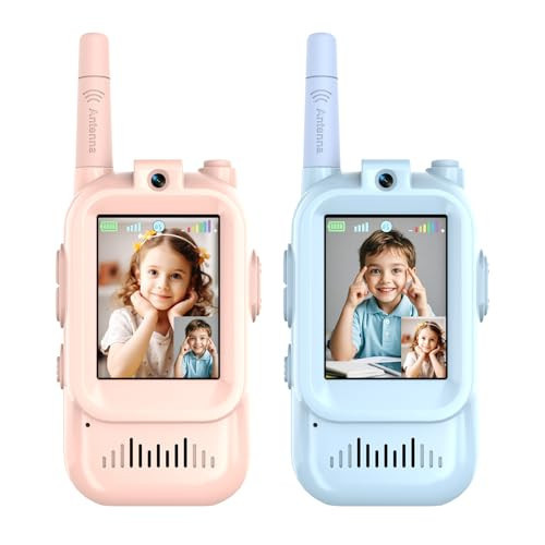 Walkie Talkies for Kids, Video Walkie Talkies 2 Pack with Screen Display, Rechargeable Toy Radios for Ages 3-12, Voice Changer & Real-Time Video Chat, Long Range, Gifts for Boys Girls (Blue & Pink) | Amazon (US)