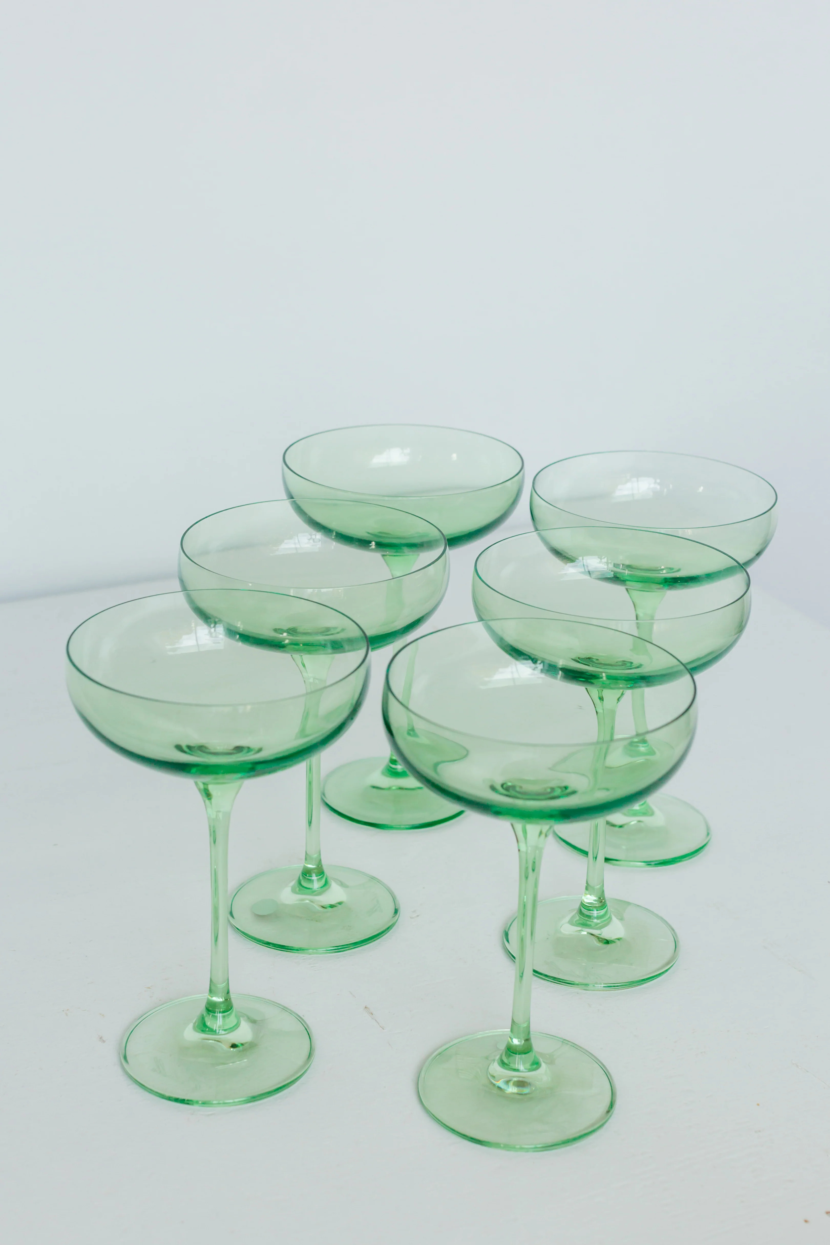 Estelle Colored Champagne Coupe Stemware - Set of 6 {Mint Green} | Estelle Colored Glass