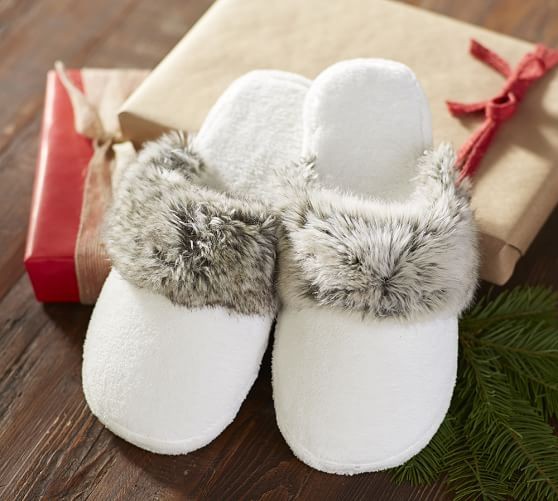 Faux Fur Slippers | Pottery Barn (US)