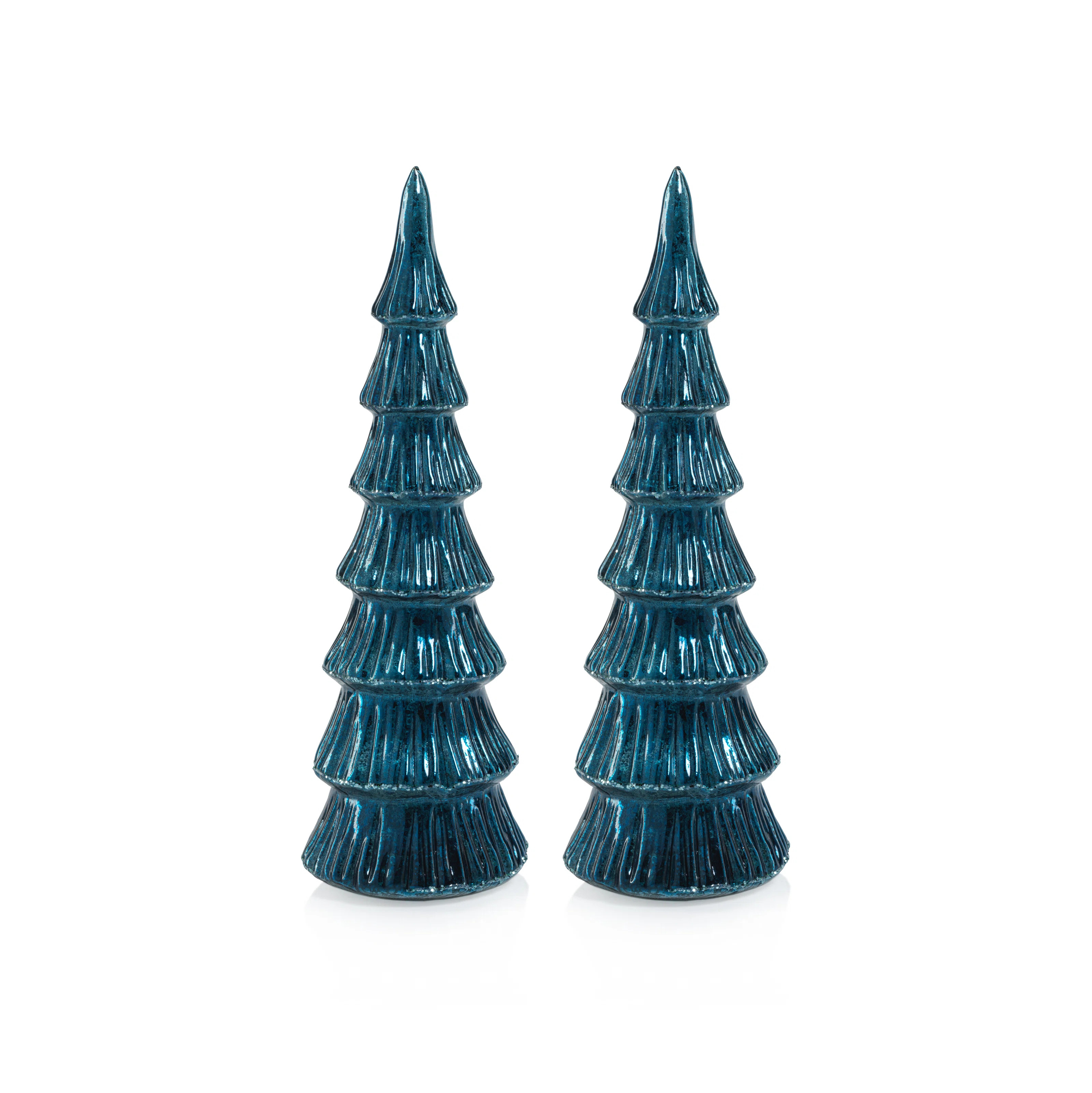 Lucian Blue LED Glass Holiday Tabletop Trees, Set of 2 (Set of 2) | Wayfair North America