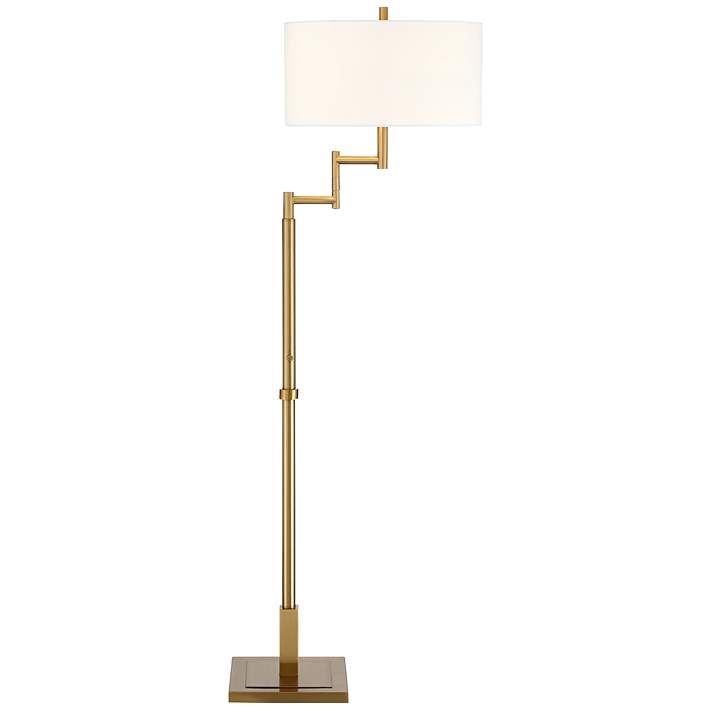 Possini Euro Lyndon Warm Antique Brass Swing Arm Floor Lamp | LampsPlus.com