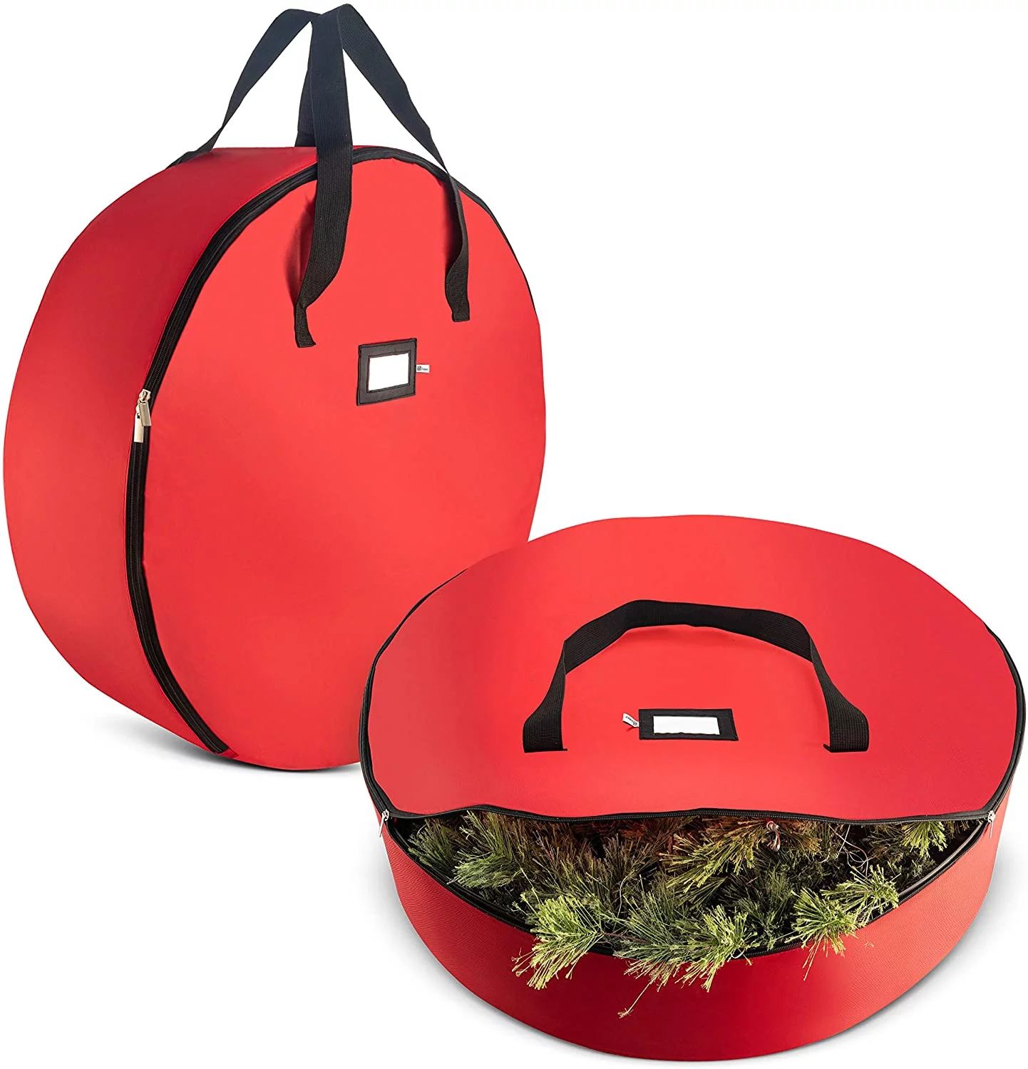 2-Pack Christmas Wreath Storage Bag 24" - Artificial Wreaths, Durable Handles, Dual Zipper & Card... | Walmart (US)