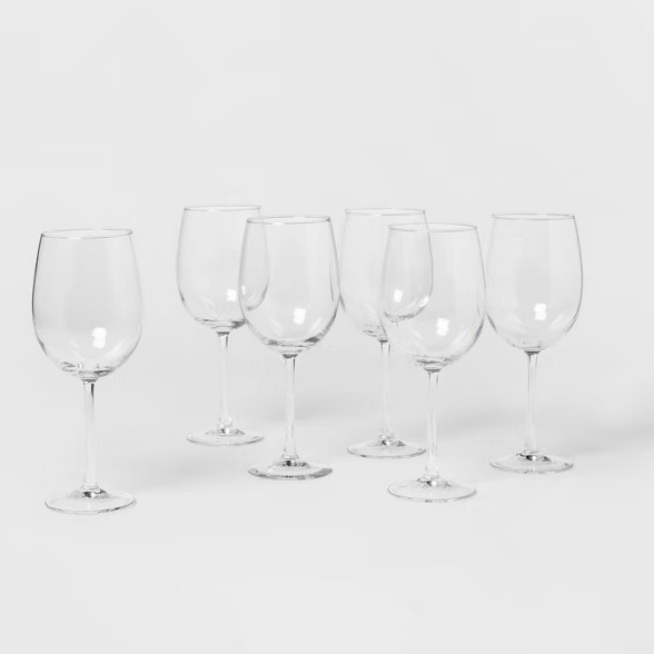 19oz 6pk Glass Large Stemmed Wine Glasses - Made By Design™ | Target