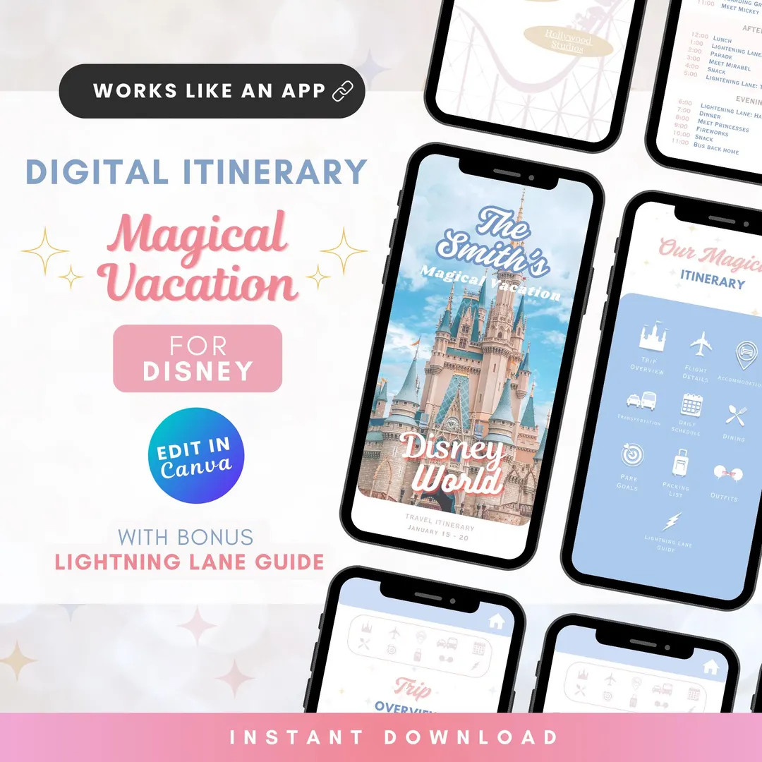 WDW Digital Travel Itinerary Planner Template Canva | Disney Mobile Planner | WDW Daily Parks Pla... | Etsy (US)